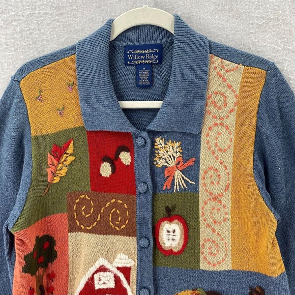 Willow Ridge Sweater Size MEDIUM Fall Farm Country Button Up Colorful - Picture 8 of 16